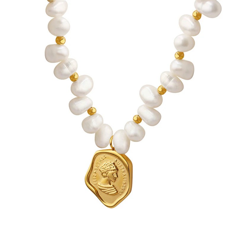 14K gold-plated special-shaped natural pearl necklace