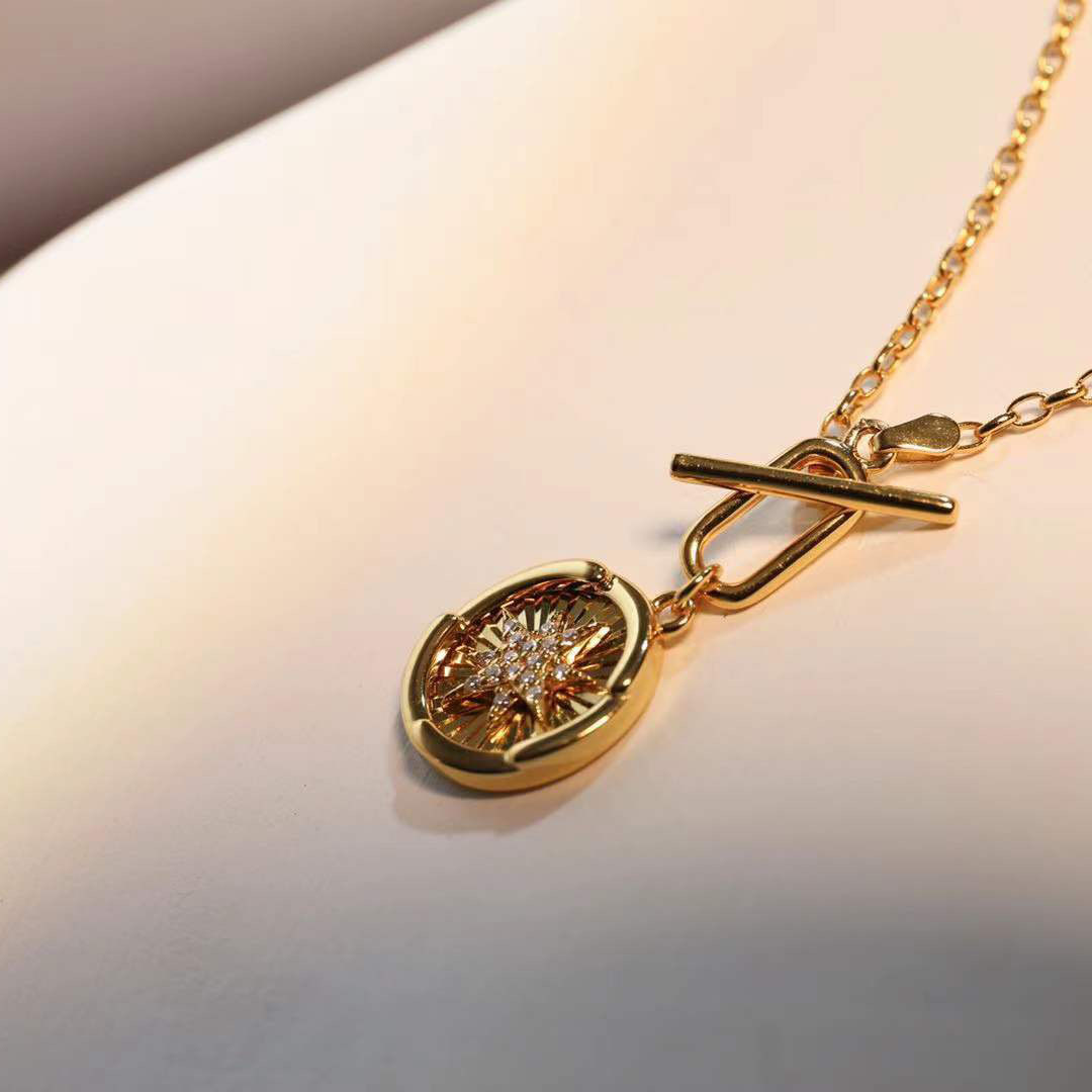 OT buckle round simple style star necklace AL2411318