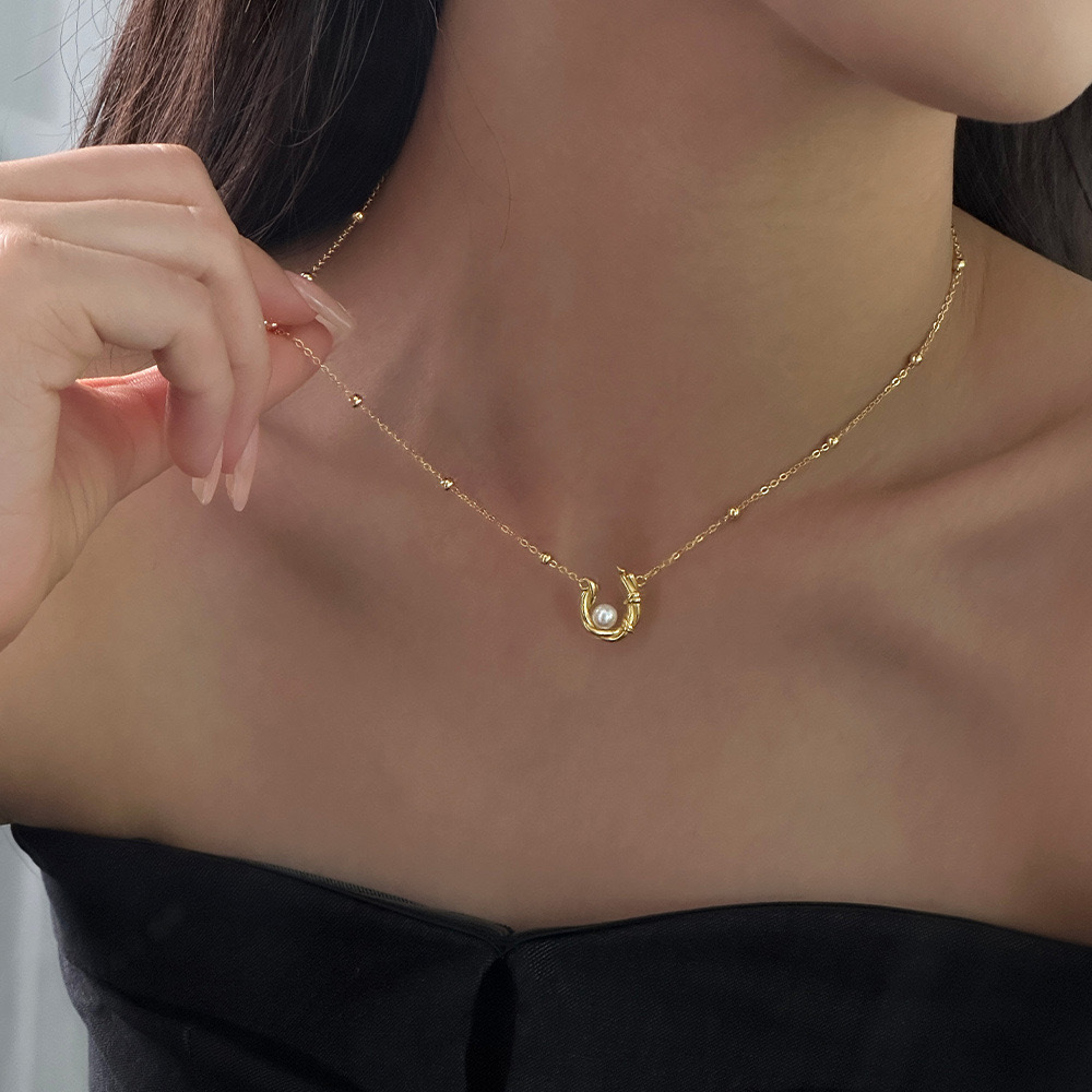 S925 silver natural pearl personality necklace