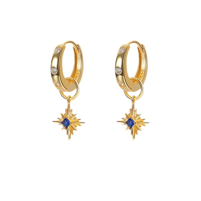 Vintage style blue zircon earrings AL24112205