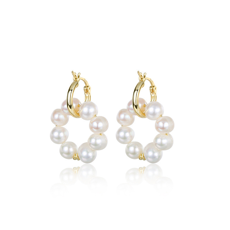 Natural pearl (silver ear needle) earrings