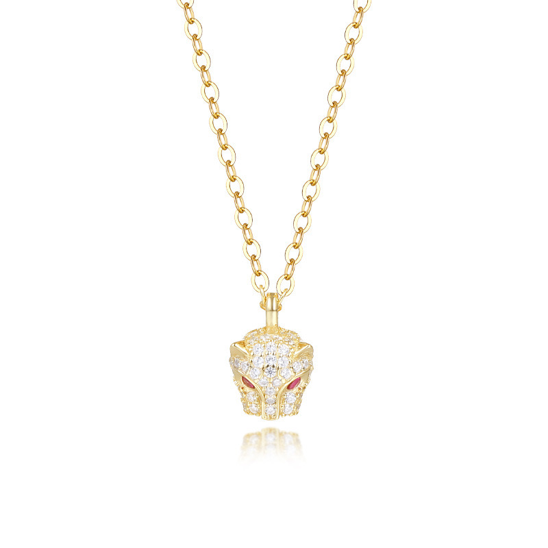 Light luxury leopard head shape zircon pendant necklace AL24112153