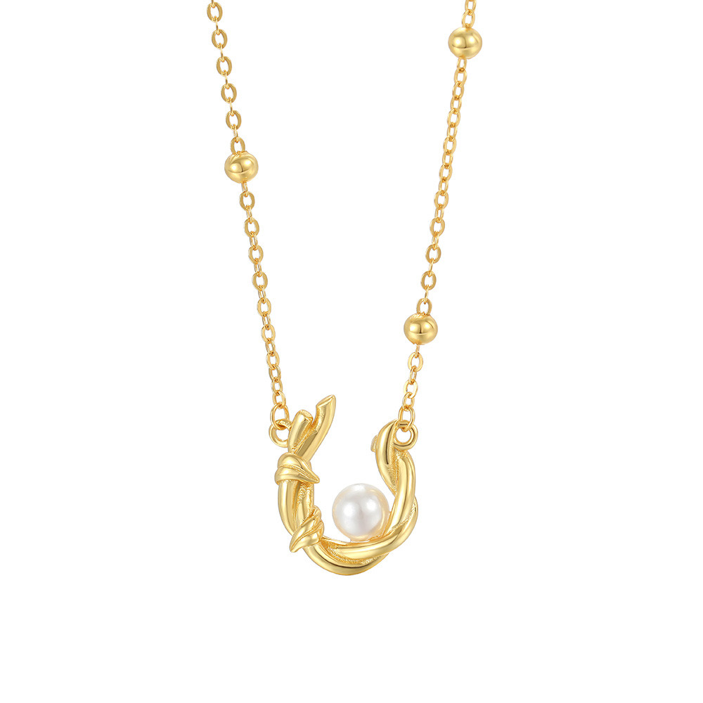 S925 silver natural pearl personality necklace