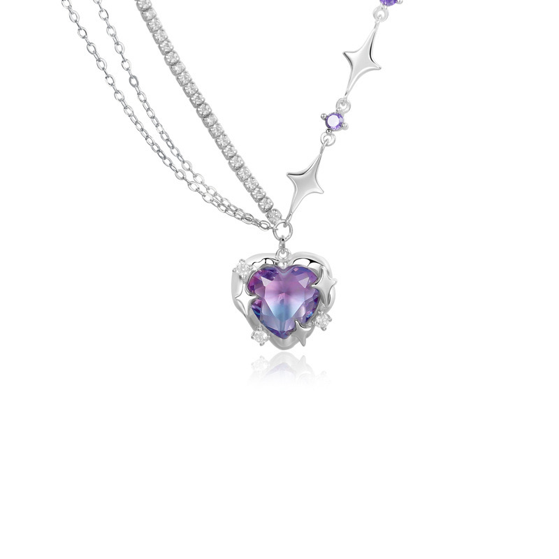 Light luxury gradient heart shape pendant necklace AL24112232