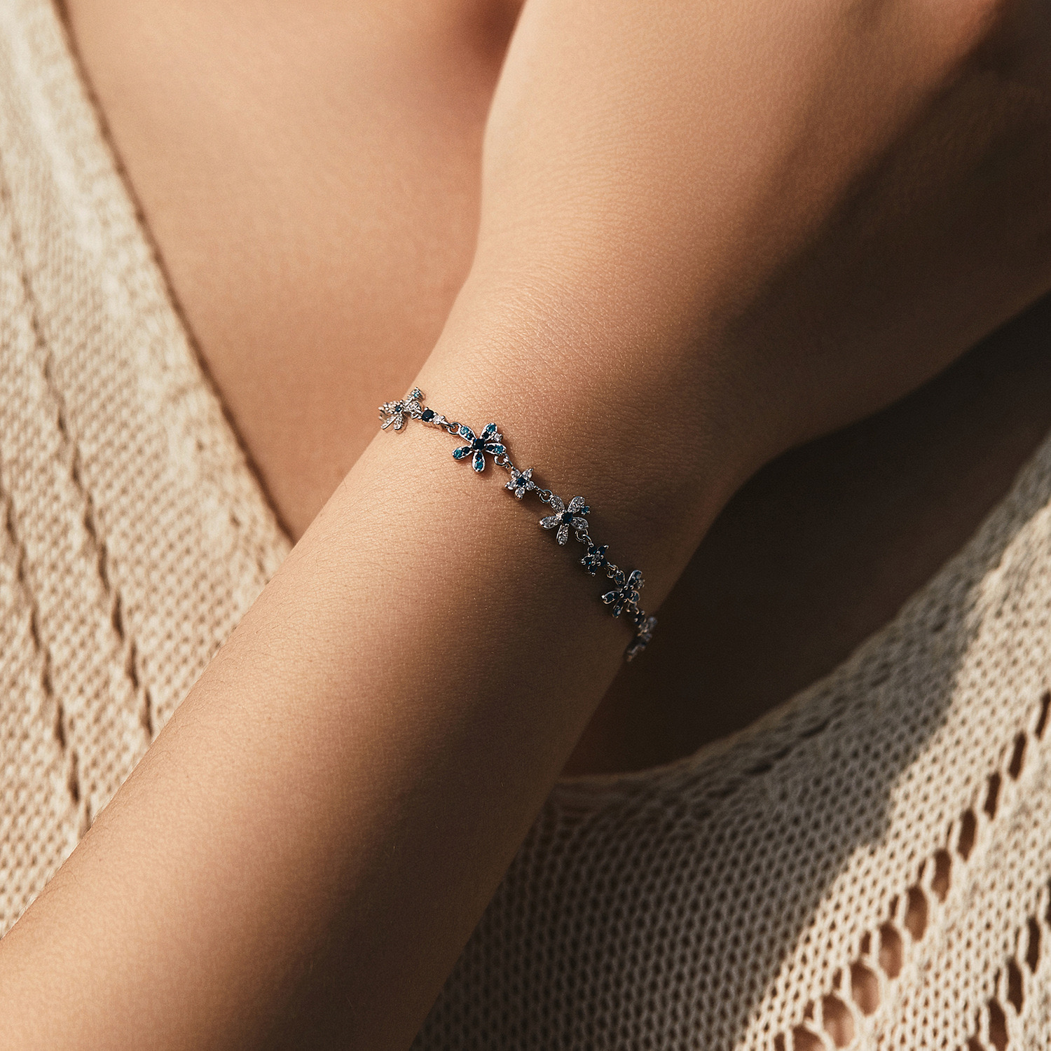 S925Silver Gradient Design Colored Zirconia Bracelet