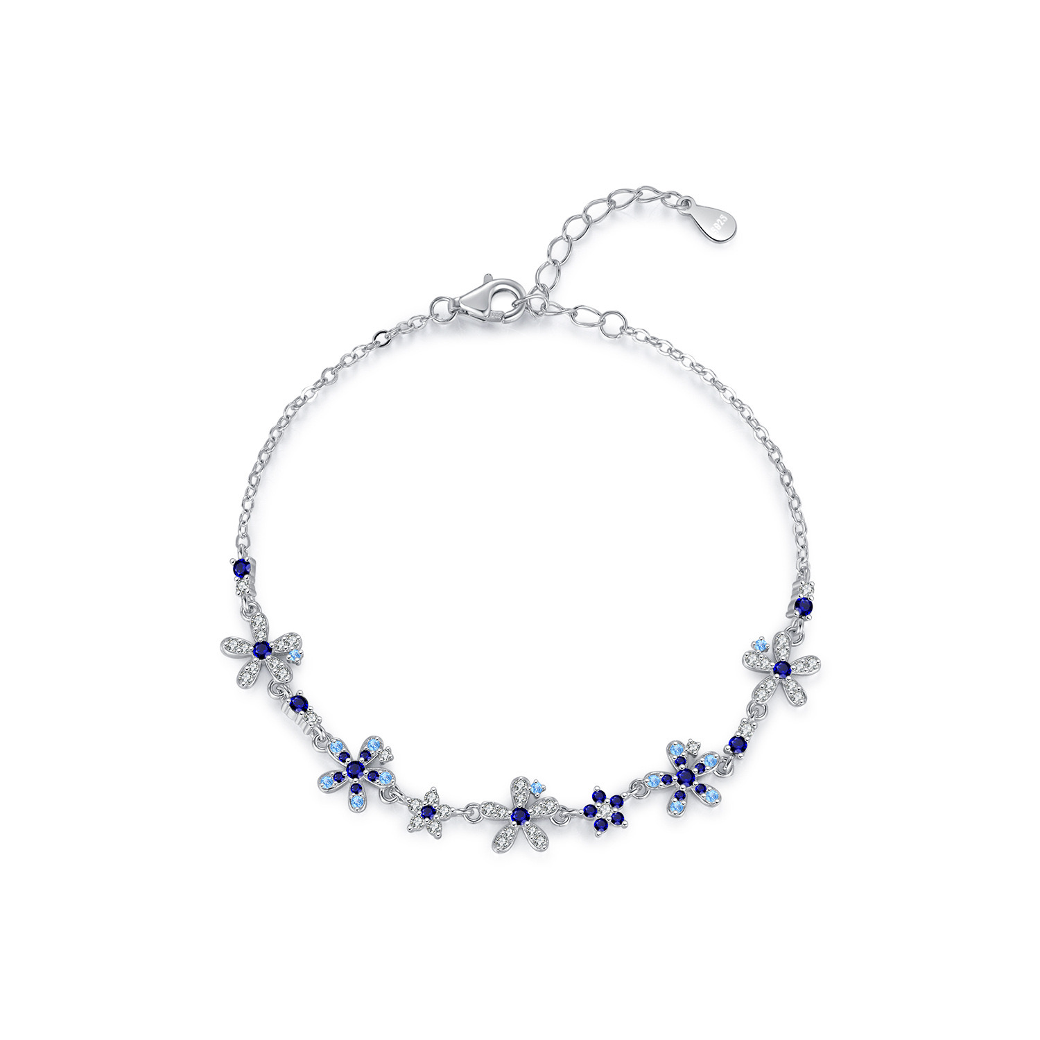 S925Silver Gradient Design Colored Zirconia Bracelet