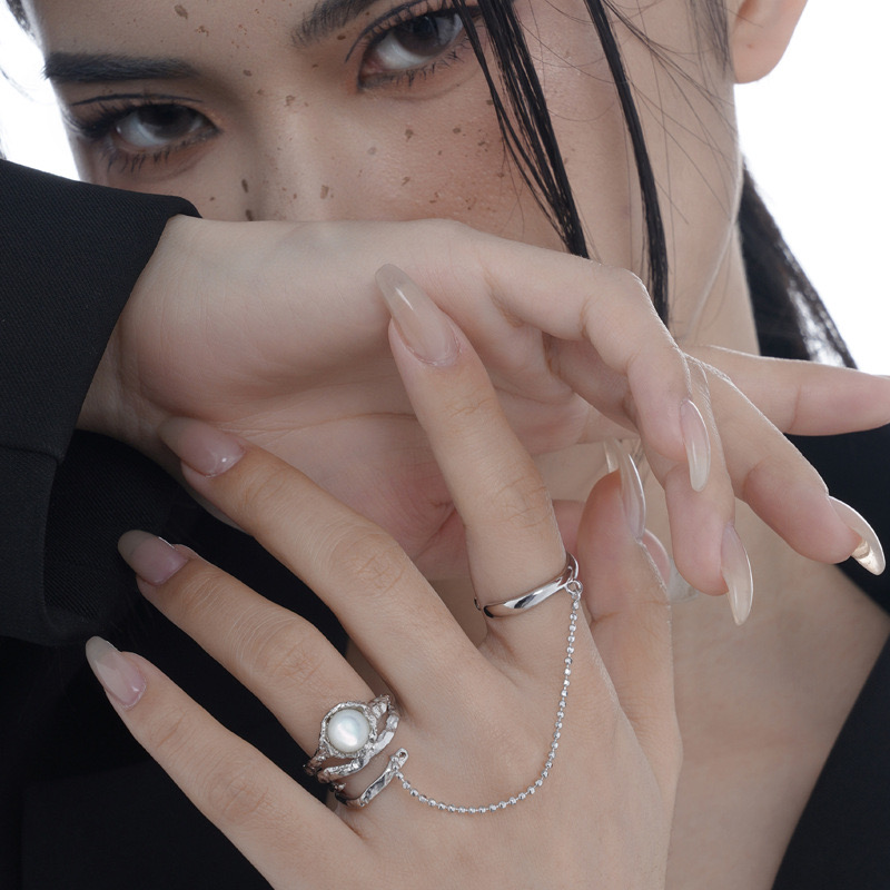 Light Luxury Irregular Texture Double Ring AL24111504