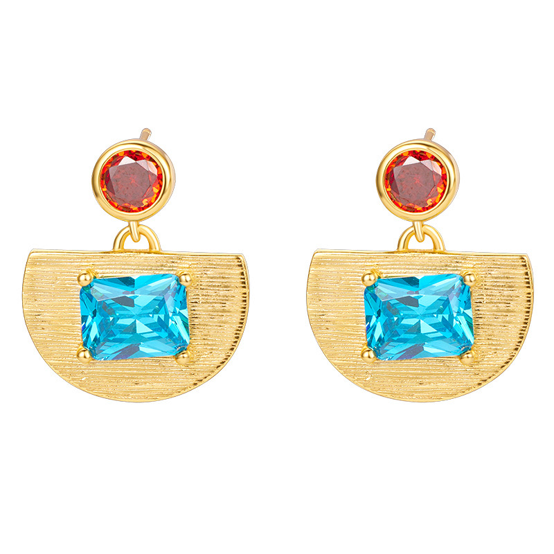 Retro style aquamarine earrings NN24113020
