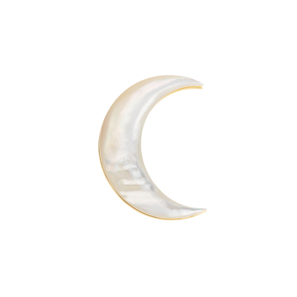 Natural shell moon brooch