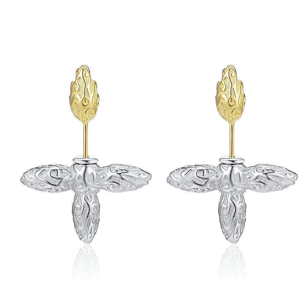 Sterling silver (gold-plated) flower stamen contrasting color earrings