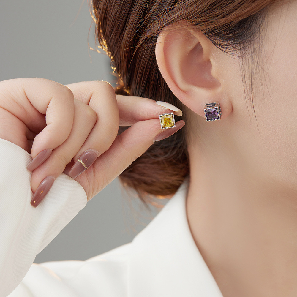 Aquamarine Asymmetric Color Earrings