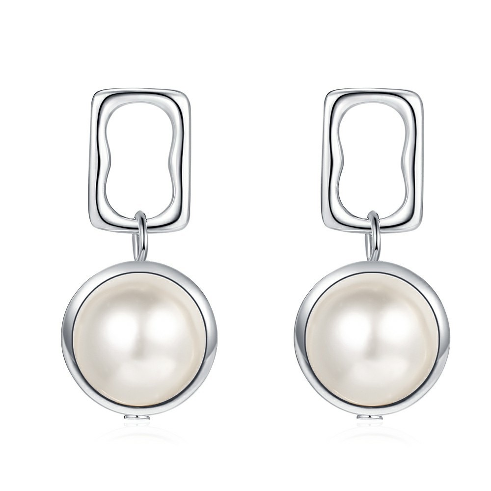 French Rectangular Large Pearl Earrings