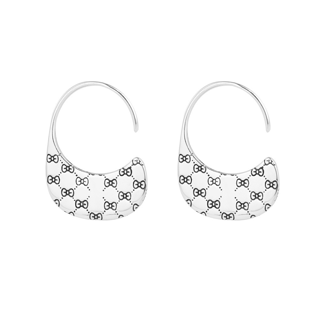 S925 Silver Sweet Bow-shaped Printed Earrings