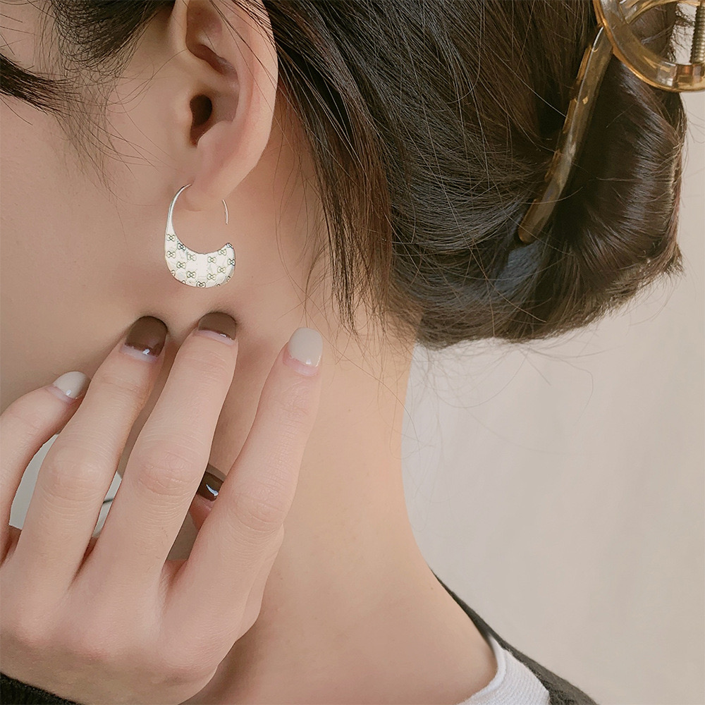 S925 Silver Sweet Bow-shaped Printed Earrings