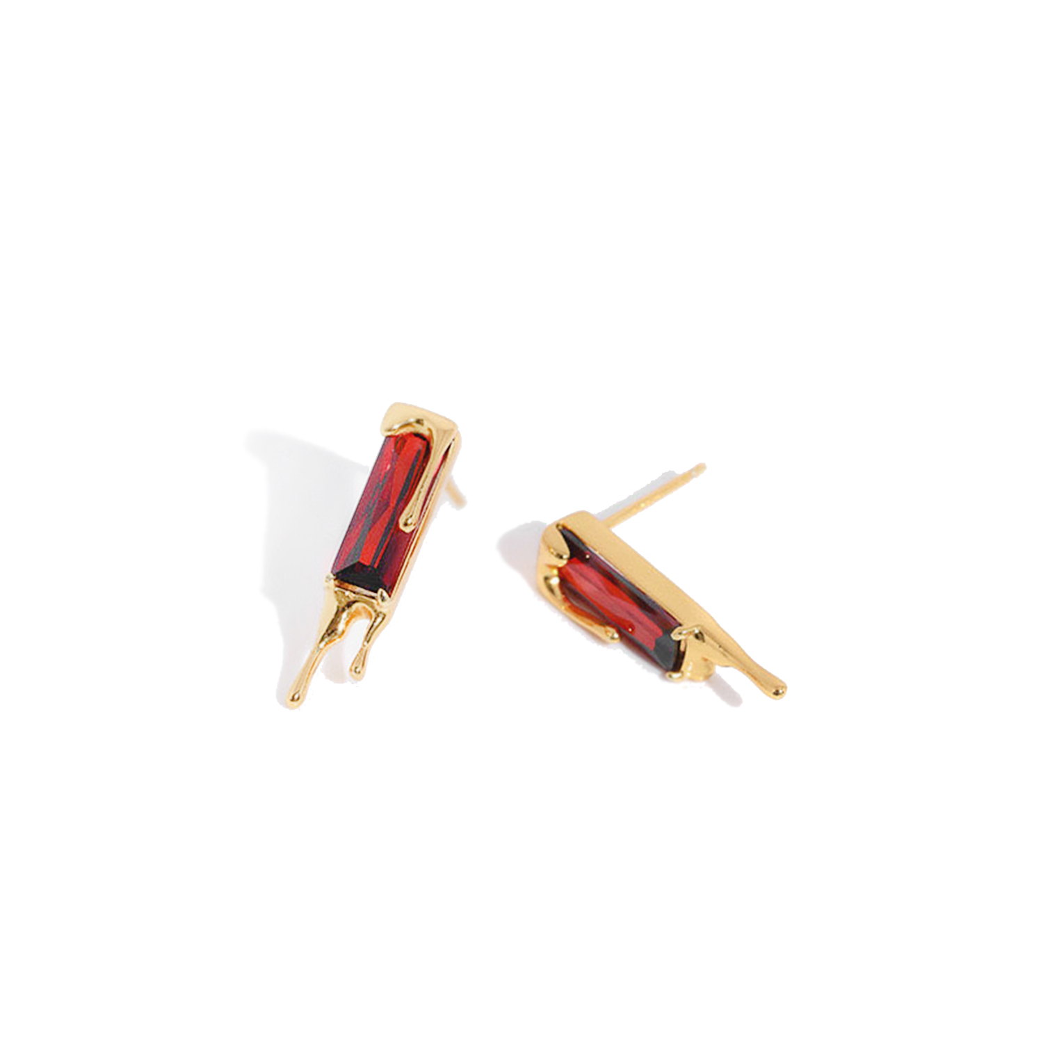 Lava Zirconia Gold Plated Square Earrings